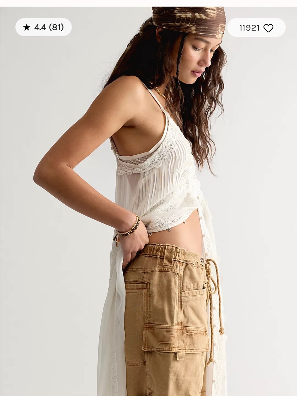 FREE PEOPLE Women's Cargo Drawstring Shorts in Iced Coffee - Picture 2 of 6